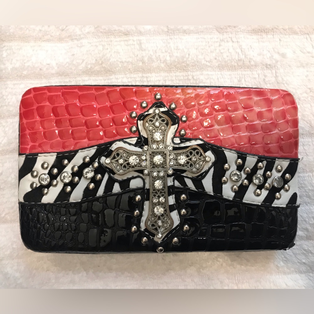 Women’s Bling Western Billfold Clean Black and Hot Pink from smoke free home